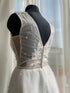 Sleeveless floral pearl wedding dress Bridal gown deep neckline